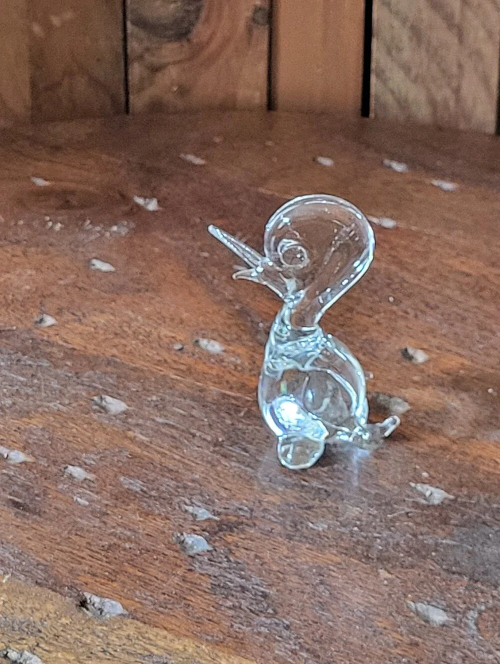Clear Handblown Glass Duck Figurine